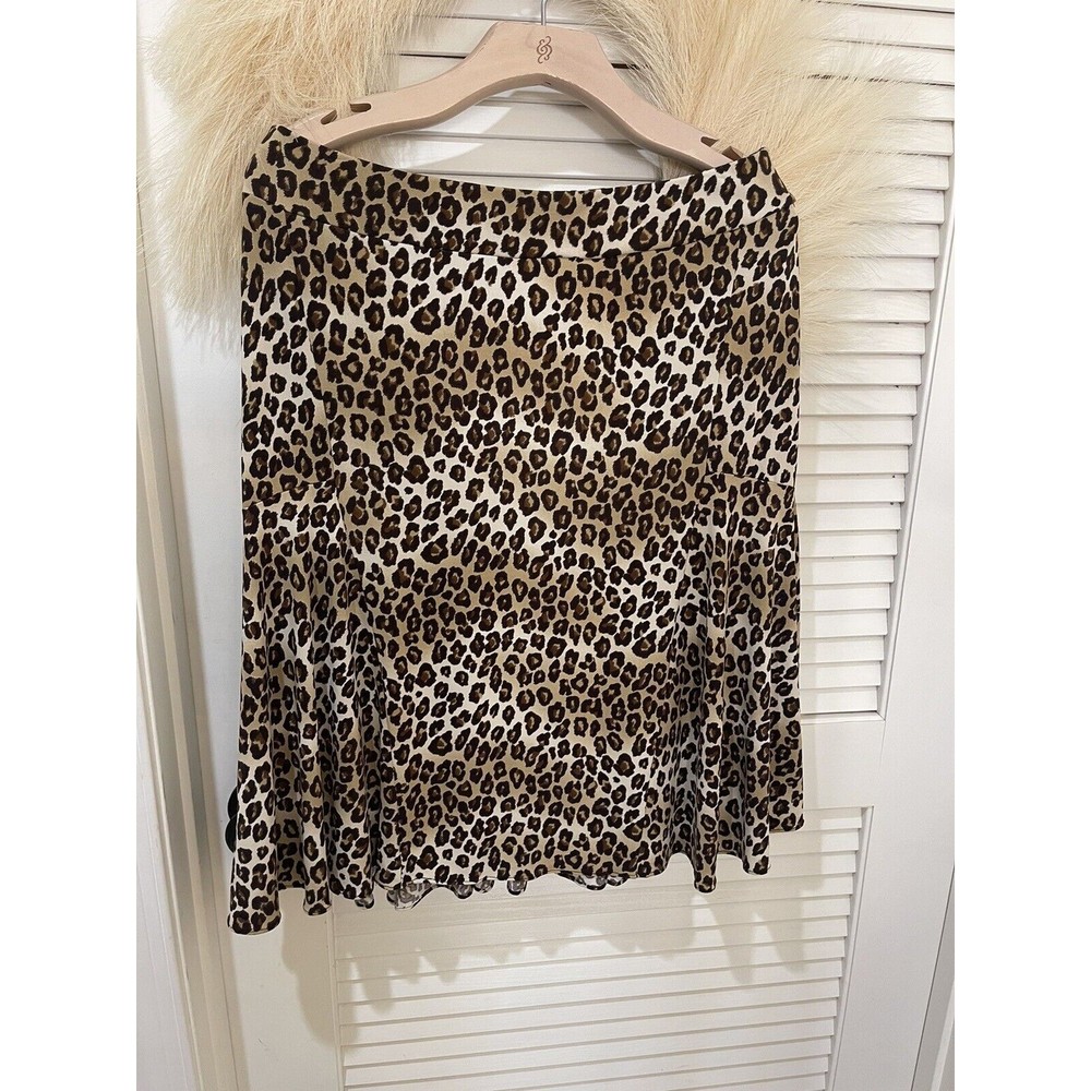 Michael Kors Collection Stretch Knit Leopard Pattern Pull On Print Flare Sz 10